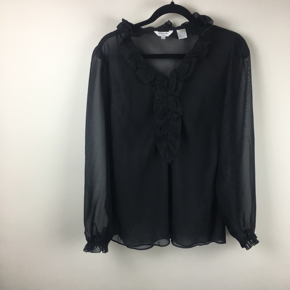 Black sheer Long sleeve blouse